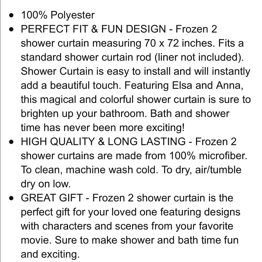 NWT Disney Frozen II Shower Curtain